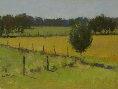 A plein air oil painting done on location of the fields on the south side of Ayrshire Farm in Upperville, VA.